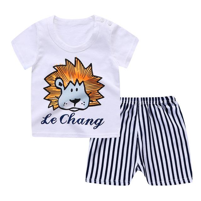 2019 Summer Kids Baby Pajamas Baby Girls Short Sleeved Cartoon Pyjamas Set Children's Cotton Sleepwear Clothing Sets Baby Boys