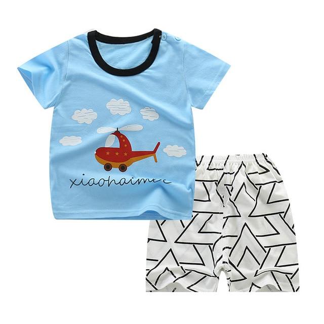 2019 Summer Kids Baby Pajamas Baby Girls Short Sleeved Cartoon Pyjamas Set Children's Cotton Sleepwear Clothing Sets Baby Boys