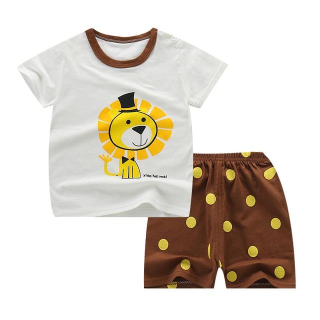 2019 Summer Kids Baby Pajamas Baby Girls Short Sleeved Cartoon Pyjamas Set Children's Cotton Sleepwear Clothing Sets Baby Boys