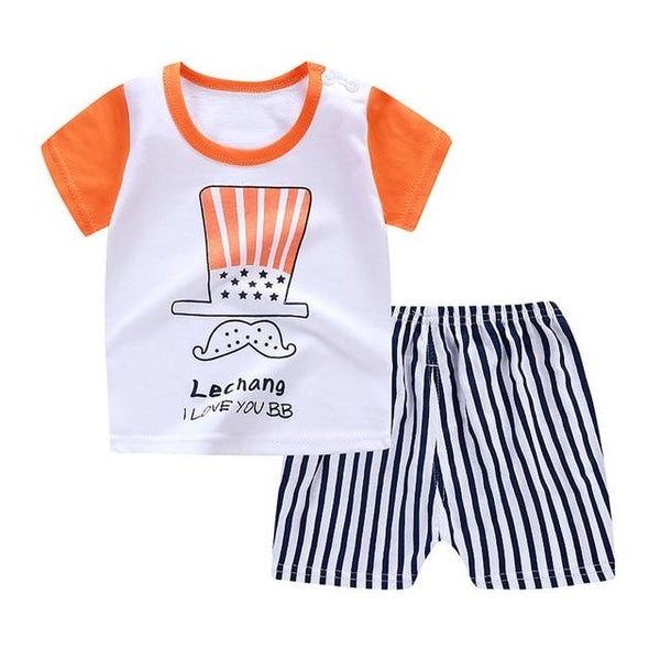 2019 Summer Kids Baby Pajamas Baby Girls Short Sleeved Cartoon Pyjamas Set Children's Cotton Sleepwear Clothing Sets Baby Boys