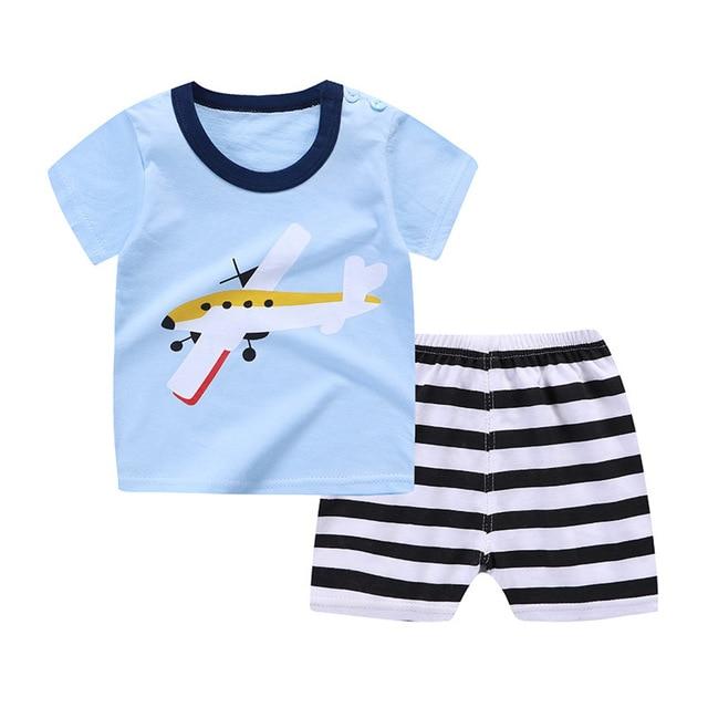 2019 Summer Kids Baby Pajamas Baby Girls Short Sleeved Cartoon Pyjamas Set Children's Cotton Sleepwear Clothing Sets Baby Boys