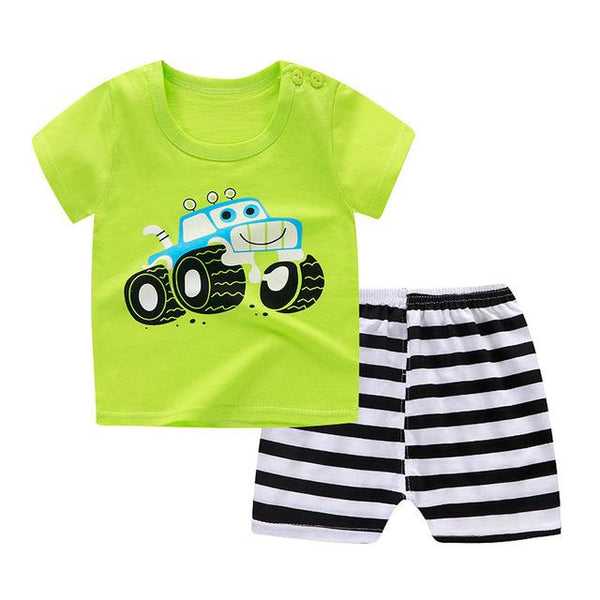 2019 Summer Kids Baby Pajamas Baby Girls Short Sleeved Cartoon Pyjamas Set Children's Cotton Sleepwear Clothing Sets Baby Boys