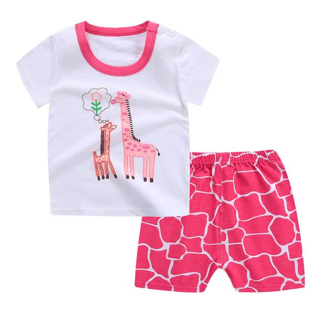 2019 Summer Kids Baby Pajamas Baby Girls Short Sleeved Cartoon Pyjamas Set Children's Cotton Sleepwear Clothing Sets Baby Boys