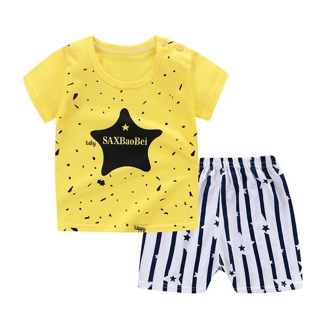 2019 Summer Kids Baby Pajamas Baby Girls Short Sleeved Cartoon Pyjamas Set Children's Cotton Sleepwear Clothing Sets Baby Boys