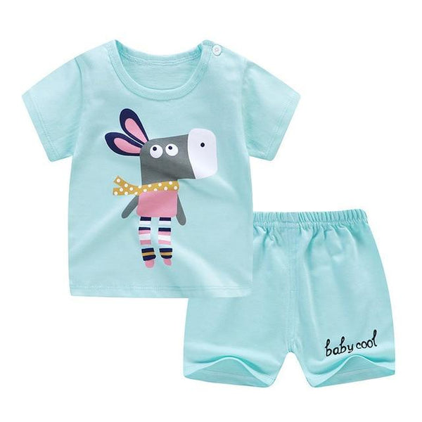2019 Summer Kids Baby Pajamas Baby Girls Short Sleeved Cartoon Pyjamas Set Children's Cotton Sleepwear Clothing Sets Baby Boys