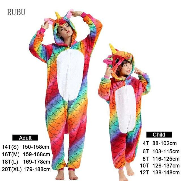 Flannel kids pajama set winter animal adult unicorn pajamas for women men warm pyjamas kigurumi onesie fox boys girls sleepwear