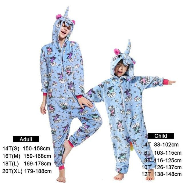 Flannel kids pajama set winter animal adult unicorn pajamas for women men warm pyjamas kigurumi onesie fox boys girls sleepwear