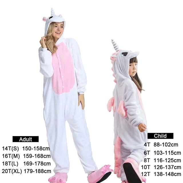 Flannel kids pajama set winter animal adult unicorn pajamas for women men warm pyjamas kigurumi onesie fox boys girls sleepwear
