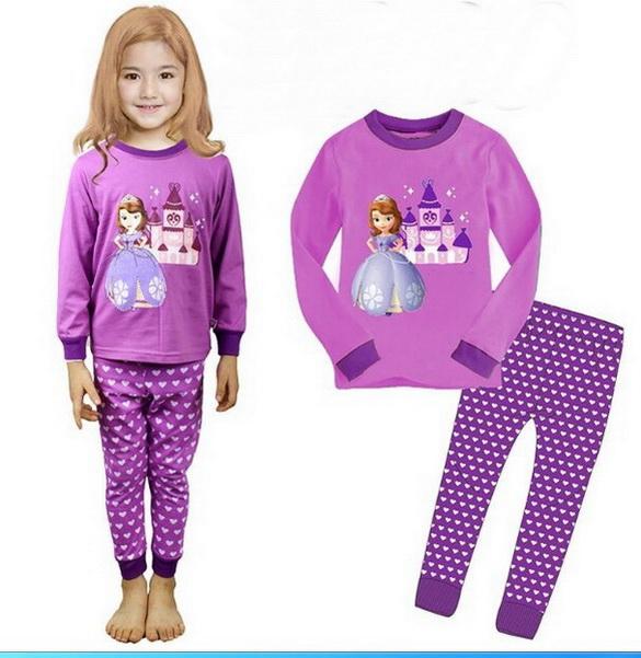 New Sale High Quality Autumn Baby Girls Pajamas Sets Sports Suit Long Sleeve T-shirt +Pants Kids Childrens Clothing Sets YW264