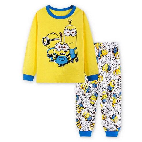 Drop Shipping Boys Girl Sleepwear Suits Cotton Long Children Clothes Sets T-Shirts Pants 2-Pieces Sets Kid Pyjamas 2-7Year YW252