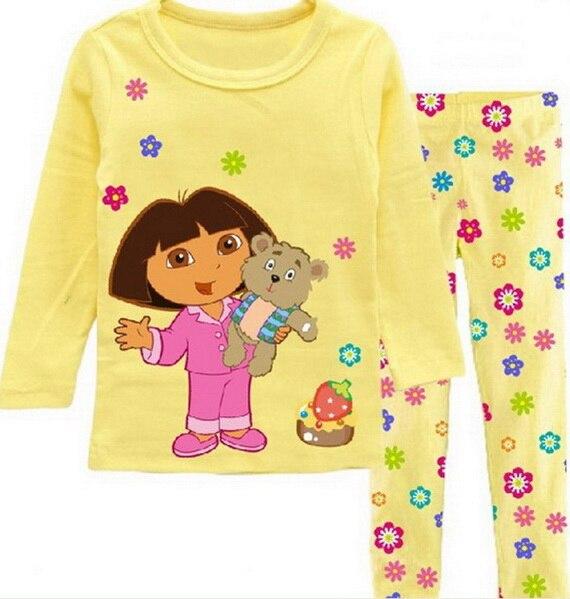 New Sale High Quality Autumn Baby Girls Pajamas Sets Sports Suit Long Sleeve T-shirt +Pants Kids Childrens Clothing Sets YW264