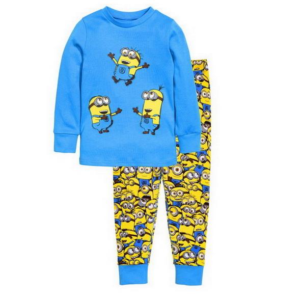 Drop Shipping Boys Girl Sleepwear Suits Cotton Long Children Clothes Sets T-Shirts Pants 2-Pieces Sets Kid Pyjamas 2-7Year YW252