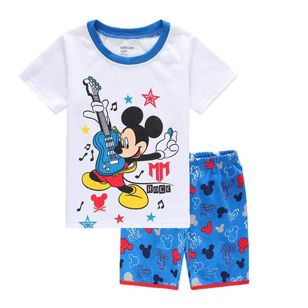 2019 Kids Summer Pajamas Clothing Children Underwear Cartoon Letter T-shirts+Shorts Boys Girls Sleepwear Baby Pyjamas Sets G76