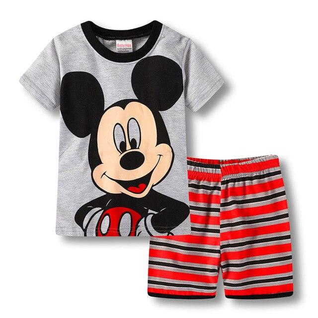 2019 Kids Summer Pajamas Clothing Children Underwear Cartoon Letter T-shirts+Shorts Boys Girls Sleepwear Baby Pyjamas Sets G76