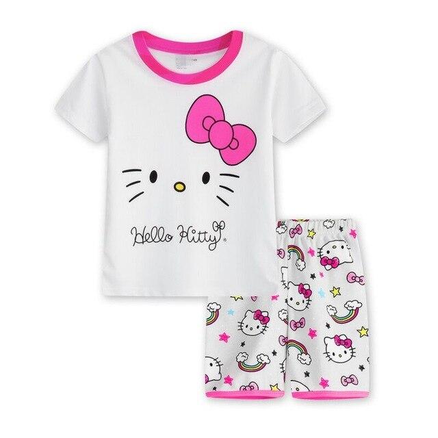 2019 Kids Summer Pajamas Clothing Children Underwear Cartoon Letter T-shirts+Shorts Boys Girls Sleepwear Baby Pyjamas Sets G76
