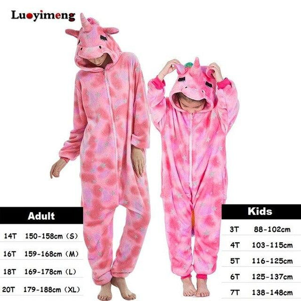 Pink Licorne Kids Kigurumi Panda Blanket Overall Adult Children Hoodie Animal Christmas Pajamas Onesie Cosplay Flannel Sleepwear