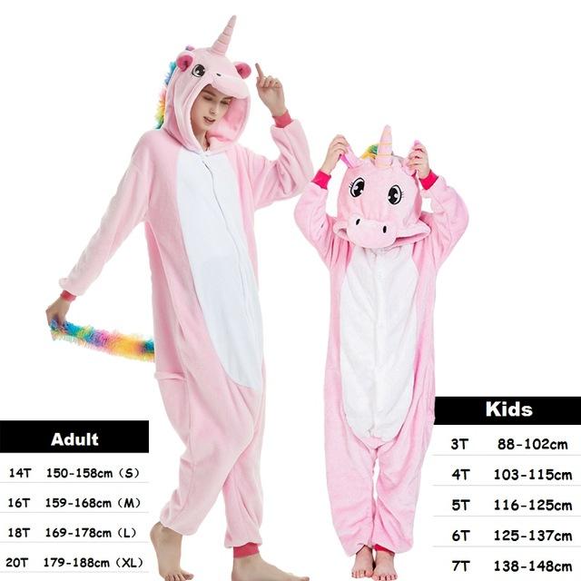 Pink Licorne Kids Kigurumi Panda Blanket Overall Adult Children Hoodie Animal Christmas Pajamas Onesie Cosplay Flannel Sleepwear