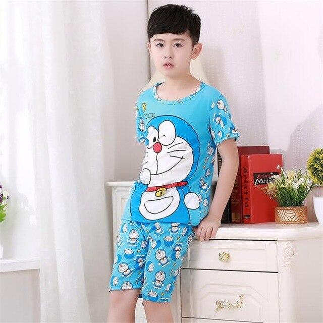 Children's pajamas set summer short sleeved boy pyjamas girls cute cartoon home cloth big children's sleepwear set kids 55UY78