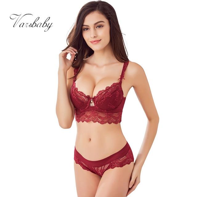 Varsbaby Sexy lingerie lace padded bra 5 breasted push up women bra sets A B C D Cup