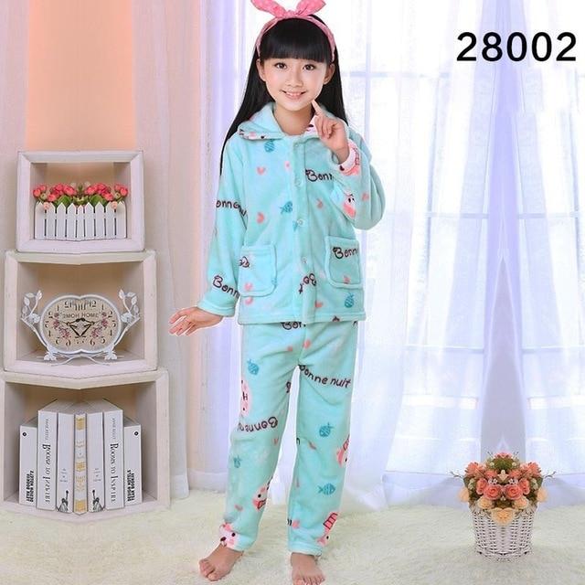 Winter Kids Pijamas Flannel Sleepwear Girls Boys Pyjamas Coral Fleece Kids Pajamas Sets 3-13T Kids Clothes Nightwear /Homewear