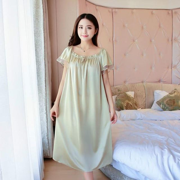 Plus Size 4XL New Sexy Silk Nightgowns Women Casual Chemise Nightie Nightwear Lingerie Nightdress Sleepwear Dress free shipping