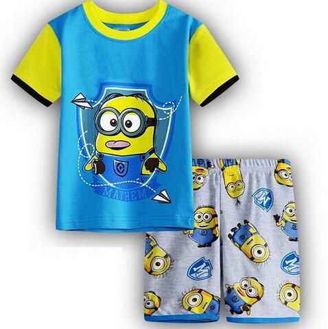 Hot Sale Sleepwear Kids Sets Short Sleeve Cartoon Boy Pajamas Set For Baby Sleep Wear Clothing 2-7 Year nightgown Sleepwear