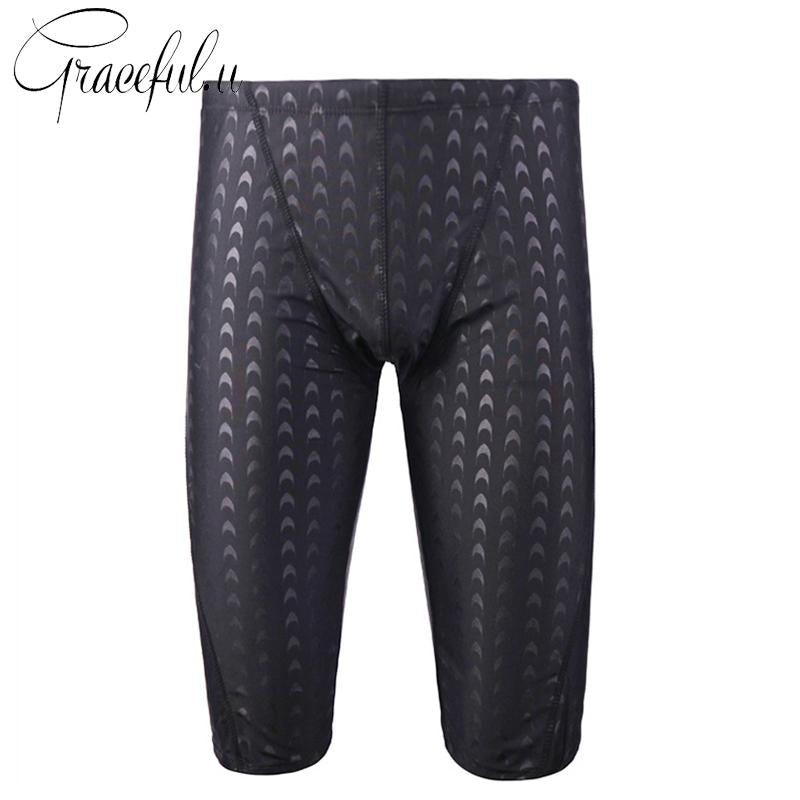 Hot Men Swimwear Powerful Black Mens Swimming Trunks Shark Skin Large Size Breathble Swimming Shorts For Men Adjustable Waist