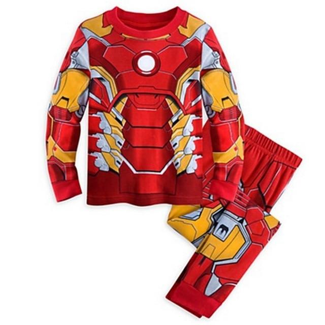 2016 The Avengers, Iron Man Children Pajamas Captain America Sleepwear Boys Super Cool Spring Autumn Long Sleeve Pyjamas DS16