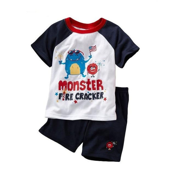 EOICIOI T shirt pants Set Baby Boy Girl Cartoon Pikachu Cat superman clothing set pajamas for kids Children's pajamas summer 2-7