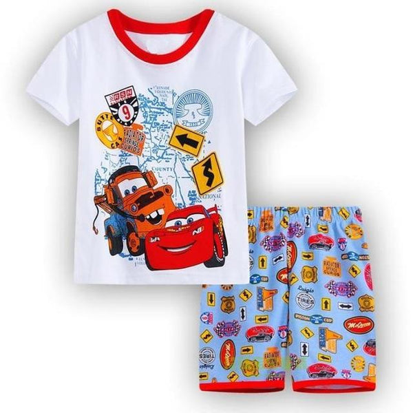 EOICIOI T shirt pants Set Baby Boy Girl Cartoon Pikachu Cat superman clothing set pajamas for kids Children's pajamas summer 2-7