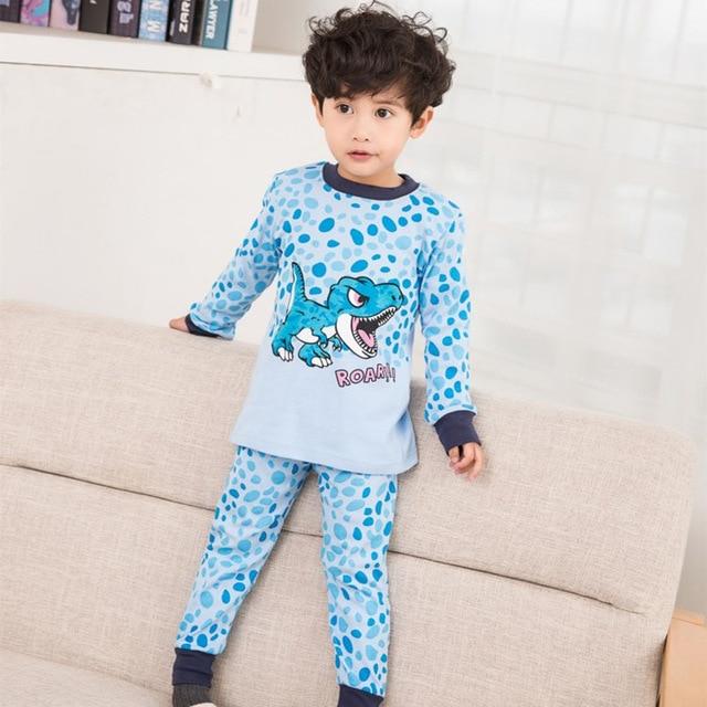 ZFBOZS Autumn Baby kids Boys Sleepwear Pajama Sets 100 % Cotton Dinosaur Printed t-shirt+pants 2pcs Bebes Children's Clothing