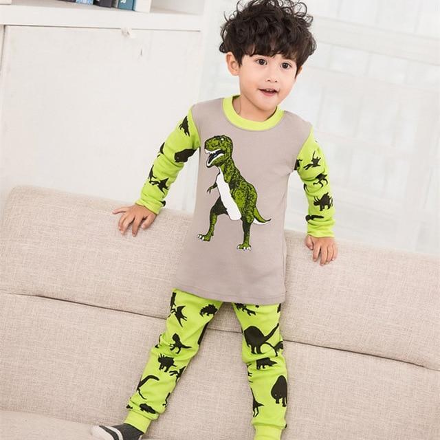 ZFBOZS Autumn Baby kids Boys Sleepwear Pajama Sets 100 % Cotton Dinosaur Printed t-shirt+pants 2pcs Bebes Children's Clothing