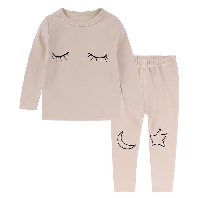 6 Colors Toddler Baby Boys Girls Pyjamas Cartoon Print Pajamas Set Child Nightwear Long Sleeve T shirt + Pants Kids Sleepwear