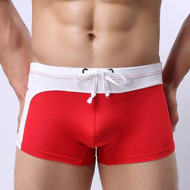 Men Sexy Swimwear Swimming Trunks Pants Shorts Boxers Underwear New Patchwork Swimsuit Maillot De Bain Gay Pouch Hot Sell C0872