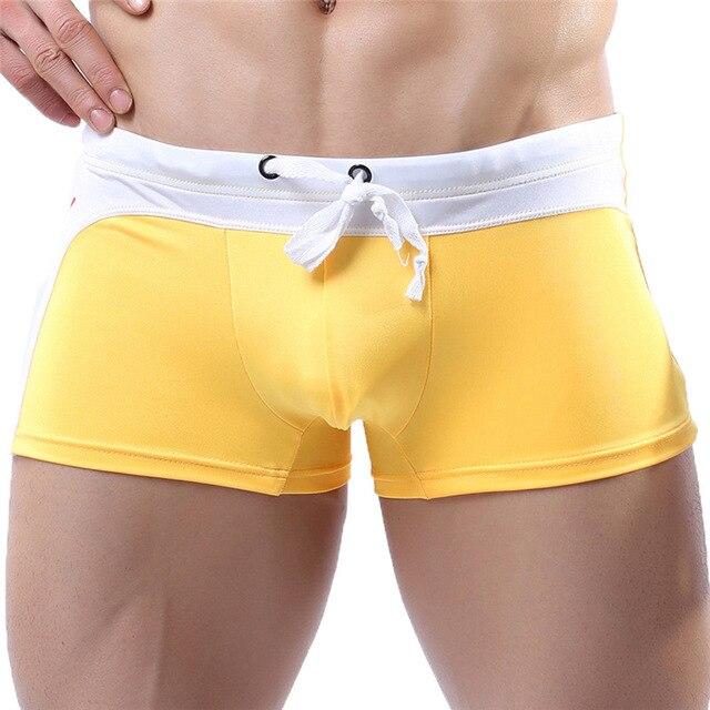 Men Sexy Swimwear Swimming Trunks Pants Shorts Boxers Underwear New Patchwork Swimsuit Maillot De Bain Gay Pouch Hot Sell C0872