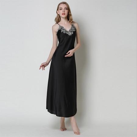 Ladies Sexy Silk Satin Nightgown Sleeveless Nighties Long Nightdress V-neck Sleep Shirt Summer Night Dress Nightwear For Women