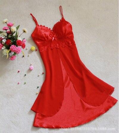 Women Sexy Silk Satin Night Gown Sleeveless Nightdress Lace Sleep Dress V-neck Nighties Night Shirt Fashion Sleepwear Nightwear