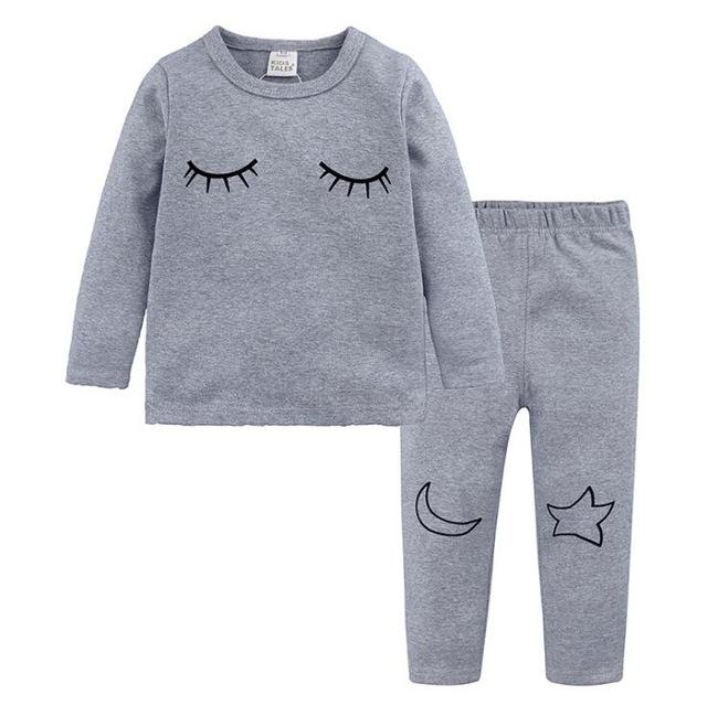6 Colors Toddler Baby Boys Girls Pyjamas Cartoon Print Pajamas Set Child Nightwear Long Sleeve T shirt + Pants Kids Sleepwear
