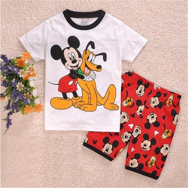 2018 Boy Pajamas Kids Summer Clothing Children Underwear Cartoon Letter T-shirts+Shorts Boys Girls Sleepwear Baby Pyjamas Sets