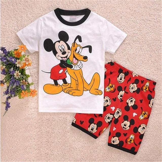 2018 Boy Pajamas Kids Summer Clothing Children Underwear Cartoon Letter T-shirts+Shorts Boys Girls Sleepwear Baby Pyjamas Sets