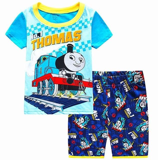 2018 Boy Pajamas Kids Summer Clothing Children Underwear Cartoon Letter T-shirts+Shorts Boys Girls Sleepwear Baby Pyjamas Sets