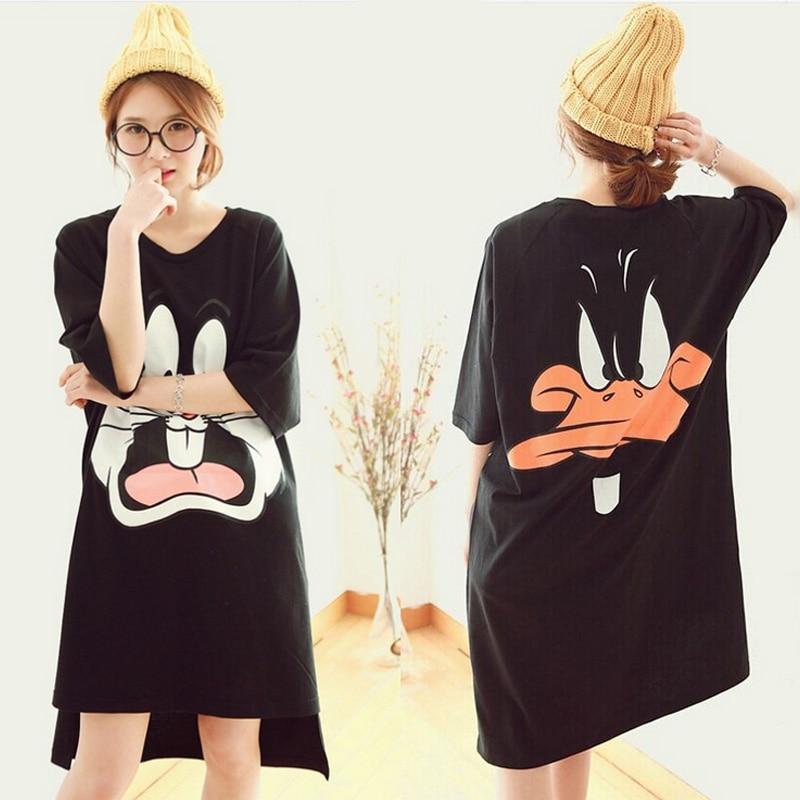Women Cotton Night Dress Summer Cartoon Sleepwear Loose Nightgowns Nighty Nightwear Sleepshirts Night Gown Sleep Wear Home Dress