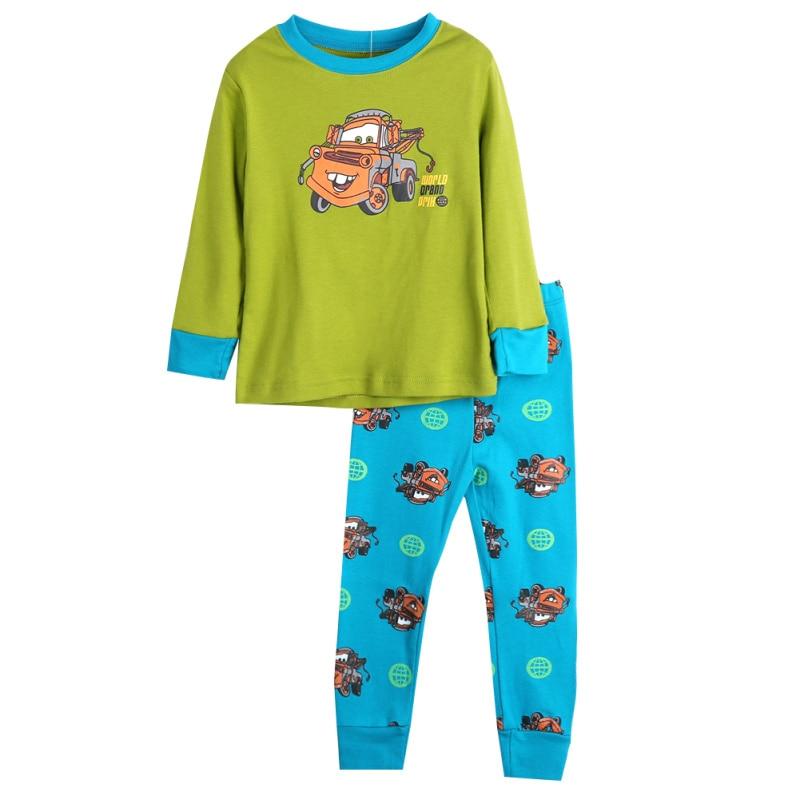 2pcs/set Kids Pajamas Cartoon Car Printed Boys Girls Long Sleeve Tops and Pants Sleepwear Nightwear Pajama Set Outfts