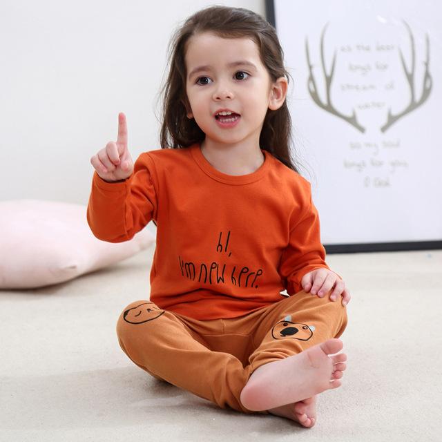 2018 New Cotton Children's Pajamas Sets Keep Warm Baby Girls Boys Clothes Cartoon Kids Sleepwear Long Sleeve Tops+Pants 2Pcs