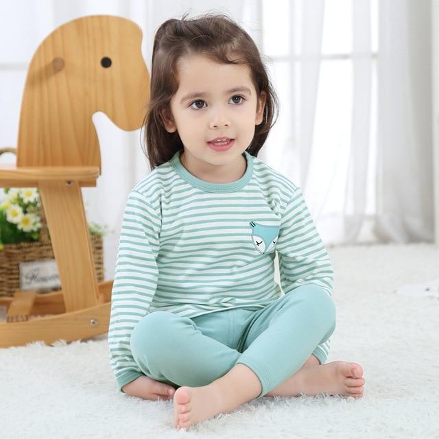 2018 New Cotton Children's Pajamas Sets Keep Warm Baby Girls Boys Clothes Cartoon Kids Sleepwear Long Sleeve Tops+Pants 2Pcs