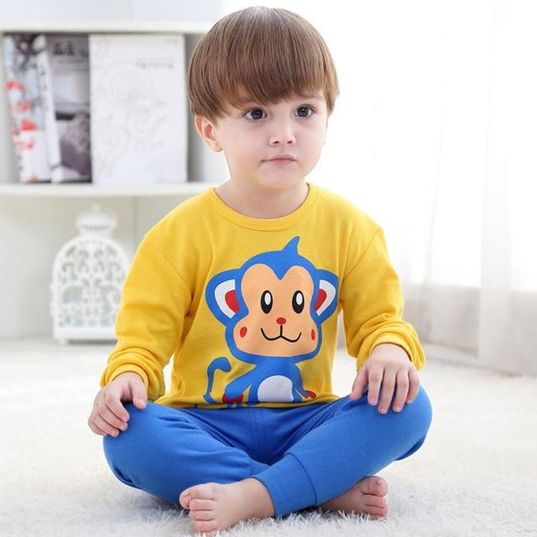 2018 New Cotton Children's Pajamas Sets Keep Warm Baby Girls Boys Clothes Cartoon Kids Sleepwear Long Sleeve Tops+Pants 2Pcs