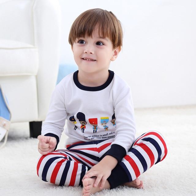 2018 New Cotton Children's Pajamas Sets Keep Warm Baby Girls Boys Clothes Cartoon Kids Sleepwear Long Sleeve Tops+Pants 2Pcs