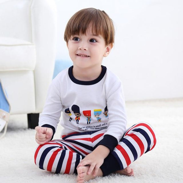 2018 New Cotton Children's Pajamas Sets Keep Warm Baby Girls Boys Clothes Cartoon Kids Sleepwear Long Sleeve Tops+Pants 2Pcs