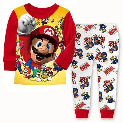 Hot Selling Baby Boys Toddler 2PCS Set Super Mario Sleepwear Nightwear Pajamas Set 1-7Y