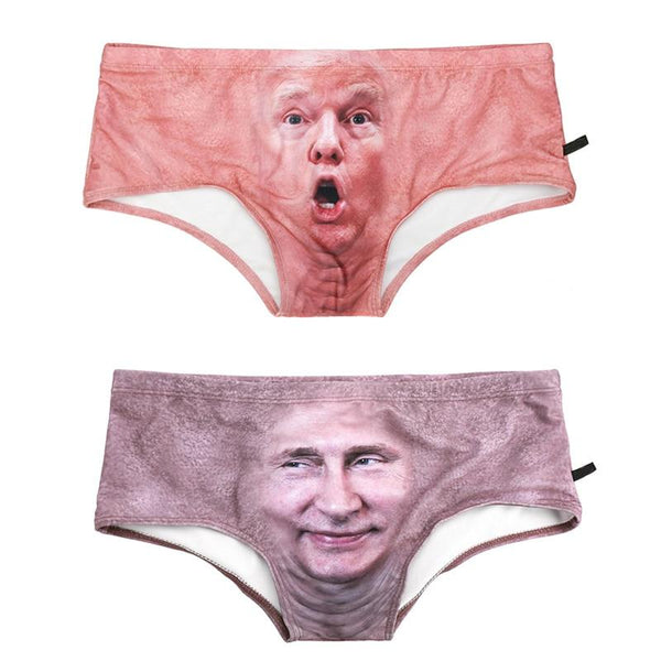 Swim Briefs Trunks Sexy Men Swimwear Surf Trump Putin President Print Swimsuits Mens Board Shorts Beach Boxer Swimming Bottoms